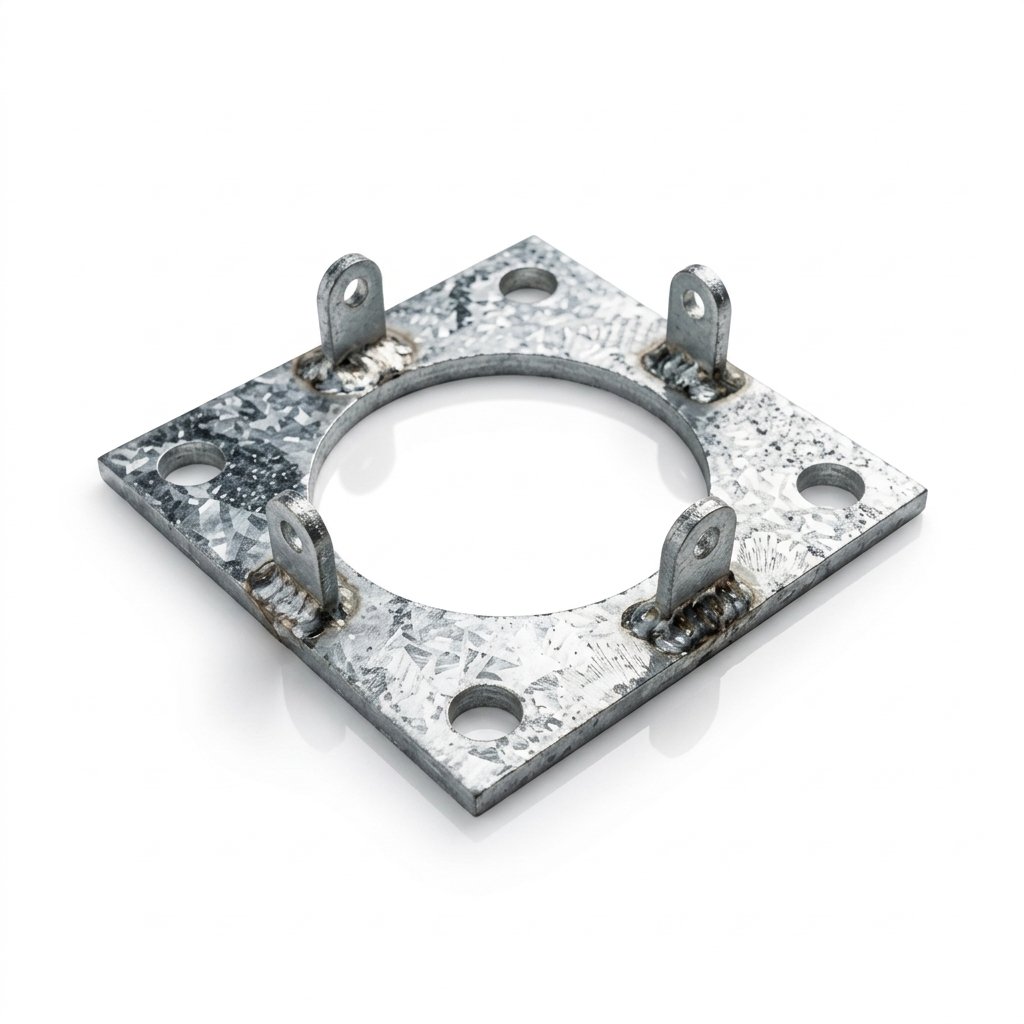 Flange Quadrada Galvanizada com Orelhas Perfuradas de Fixação